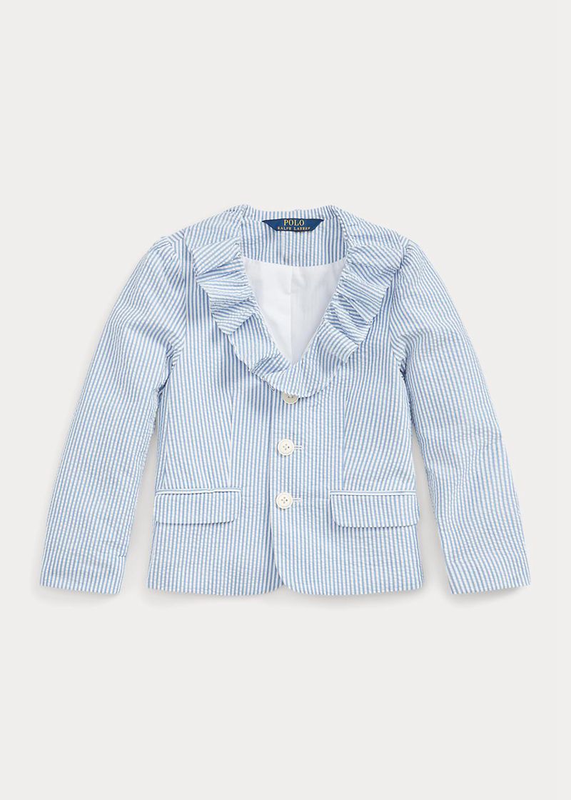 Chaqueta Ralph Lauren Niña 1.5-6.5 Años Ruffled Seersucker Blazer Chile Azules FVTLR-7159